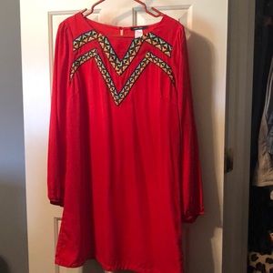 Red dress with Aztec detail